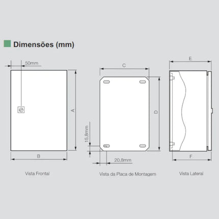 Quadro de Comando Chapa de Aço 1.000x600x250mm com Flange Sobrepor 901129 CEMAR