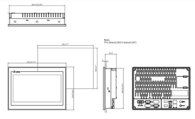 DOP110CS - IHM 10.1” (1024 * 600) 65,536 Colors TFT
