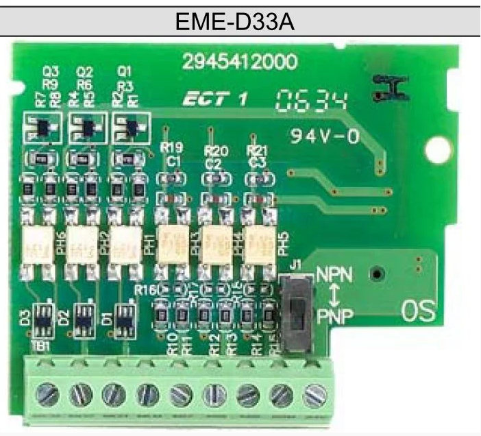 EME-D33A Cartão de Expansão 3 Entradas Opto Isoladas + 3 Saídas Transistor para Inversor Delta VFD-E