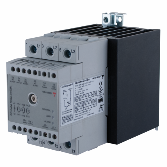 RGC3A60D30GGEDM - RELE ESTADO SOLIDO 3F 30AMP COM.4~32VCC FOR.600VAC FIX DIN alarme