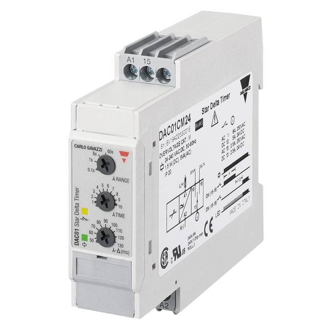DAC01CM24 - RELE TEMPORIZADOR ESTRELA TRIANGULO 0,1 A 600Seg 1REV 24~240VAC