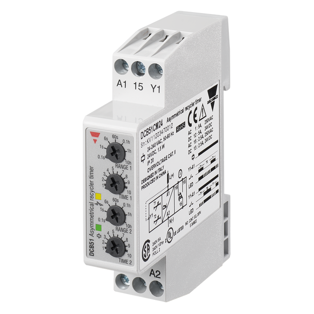 DCB51CM24 - RELE TEMPORIZADOR CICLICO ASS. 0,1Seg A 100H 1REV 24~240VAC